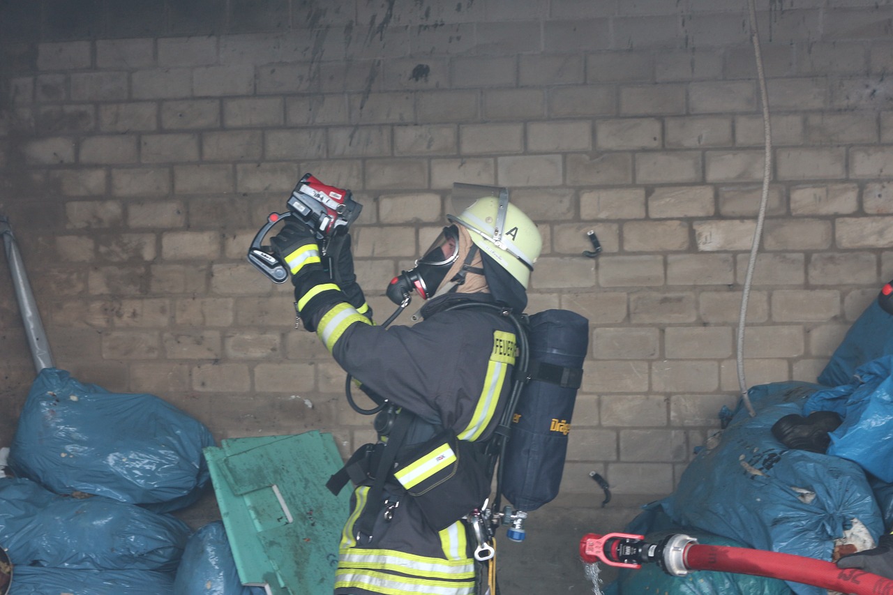 fireman uses a thermal camera